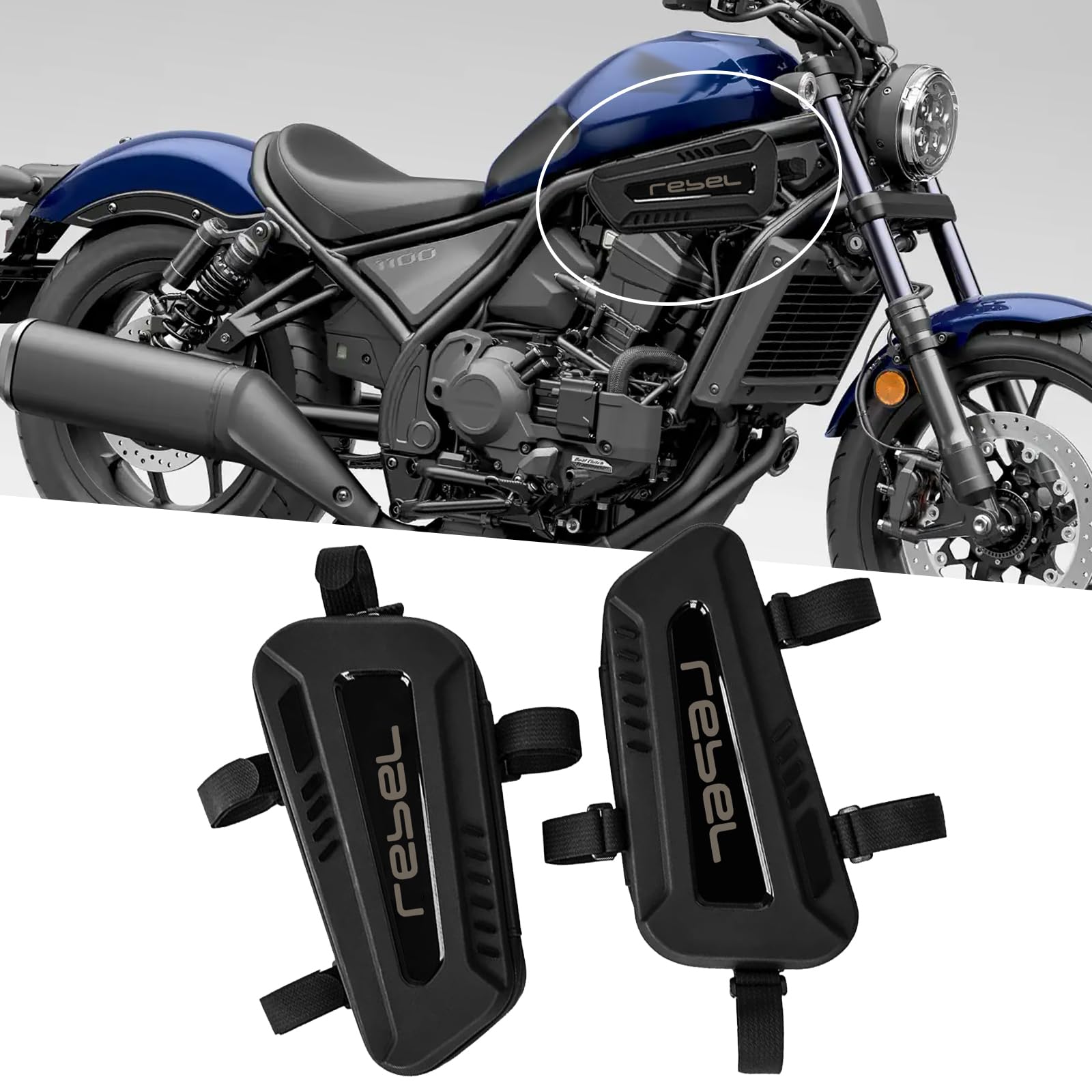 KAGEFUNE For レブル Rebel 250 300 Rebel 500 CMX 250 300 500 レブル Rebel 1100 用 バイク用サドルバッグ 防水トライアングルフレームバッグ 様々なバイクに対応 ハードシェルサイドハンギングバッグ 多機能シートチューブアクセサリー収納バッグ バイクアクセサリー (Rebel) [並行輸入品]