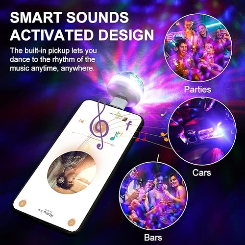Miniatura 5 de Luces de discoteca USB, 3 luces de DJ de escenario, luces de bola mágica, de 4 W, con 3 adaptadores, luces de escenario, luces portátiles
