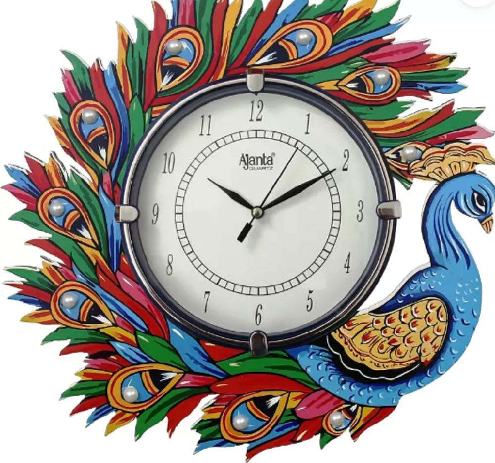 Glass Handpainted Analog Wall Clock (Blue, Green, Red, 33 cm X 33 cm)