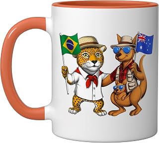 Brazil Australia Roots Brazilian Flag Proud Australian Ceramic Mug, Orange/White