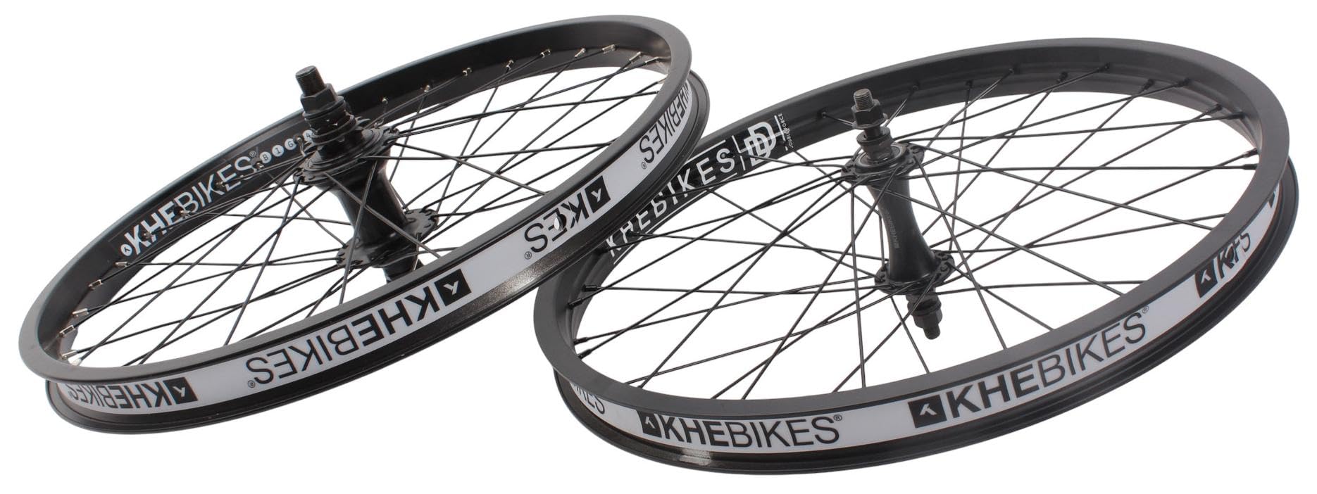 KHE MVP - Juego de ruedas BMX de 20 pulgadas, 10 mm, delanteras, 14 mm traseras, cassette 9T RHD, llantas de doble cámara, rodamientos industriales, color negro