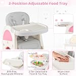 HONEY JOY 8 Dans 1 Chaise haute bébé, chaise haute convertible pour les bébés et les tout-petits, Table d'art/Bâtiment & Tabouret, Harnais de sécurité, Coussin amovible & Plateau alimentaire, chaise pour nourrisson pour les filles (Pink)