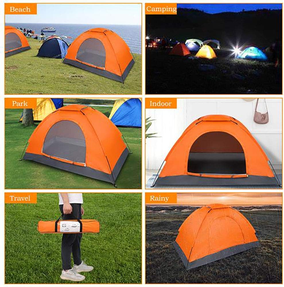 1-Person Waterproof Camping Dome Tent Automatic Pop Up Quick Shelter Outdoor Hiking Orange
