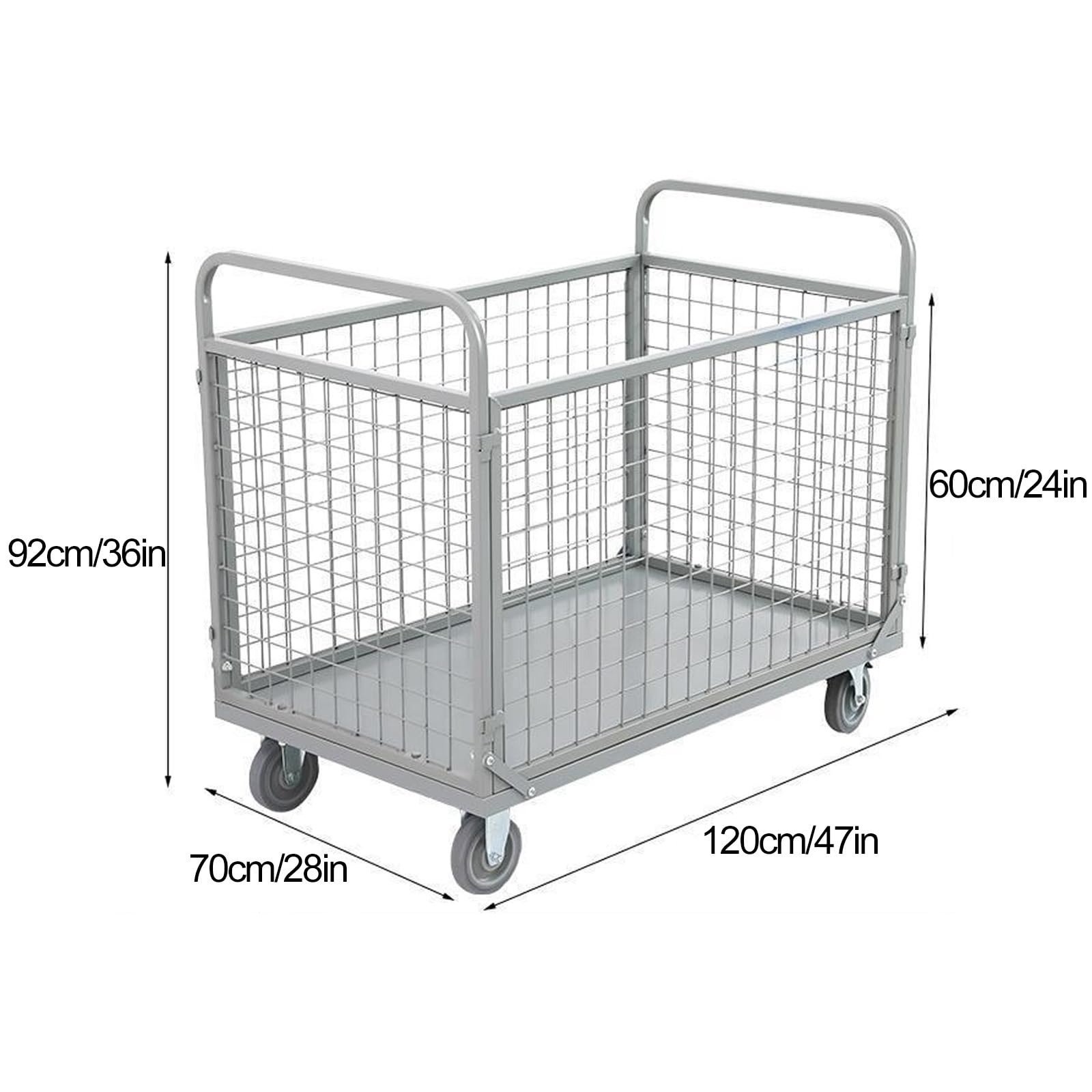 Chariot à plat pliable robuste en acier, capacité de 200 kg, 4 roulettes pivotantes – Idéal pour entrepôt, épicerie, transport de jardin et mobilité facile