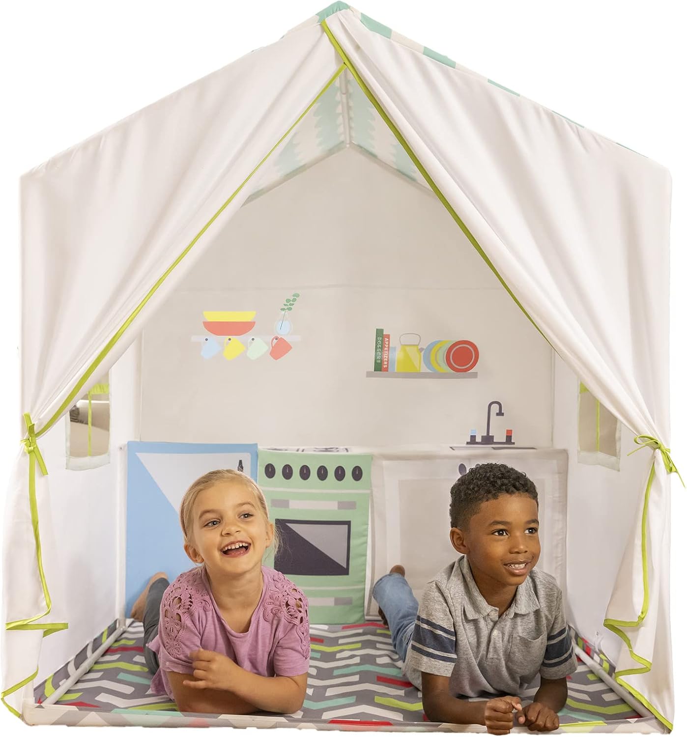 HearthSong 50 Inch Pretend Play Fabric Kitchen Playhouse