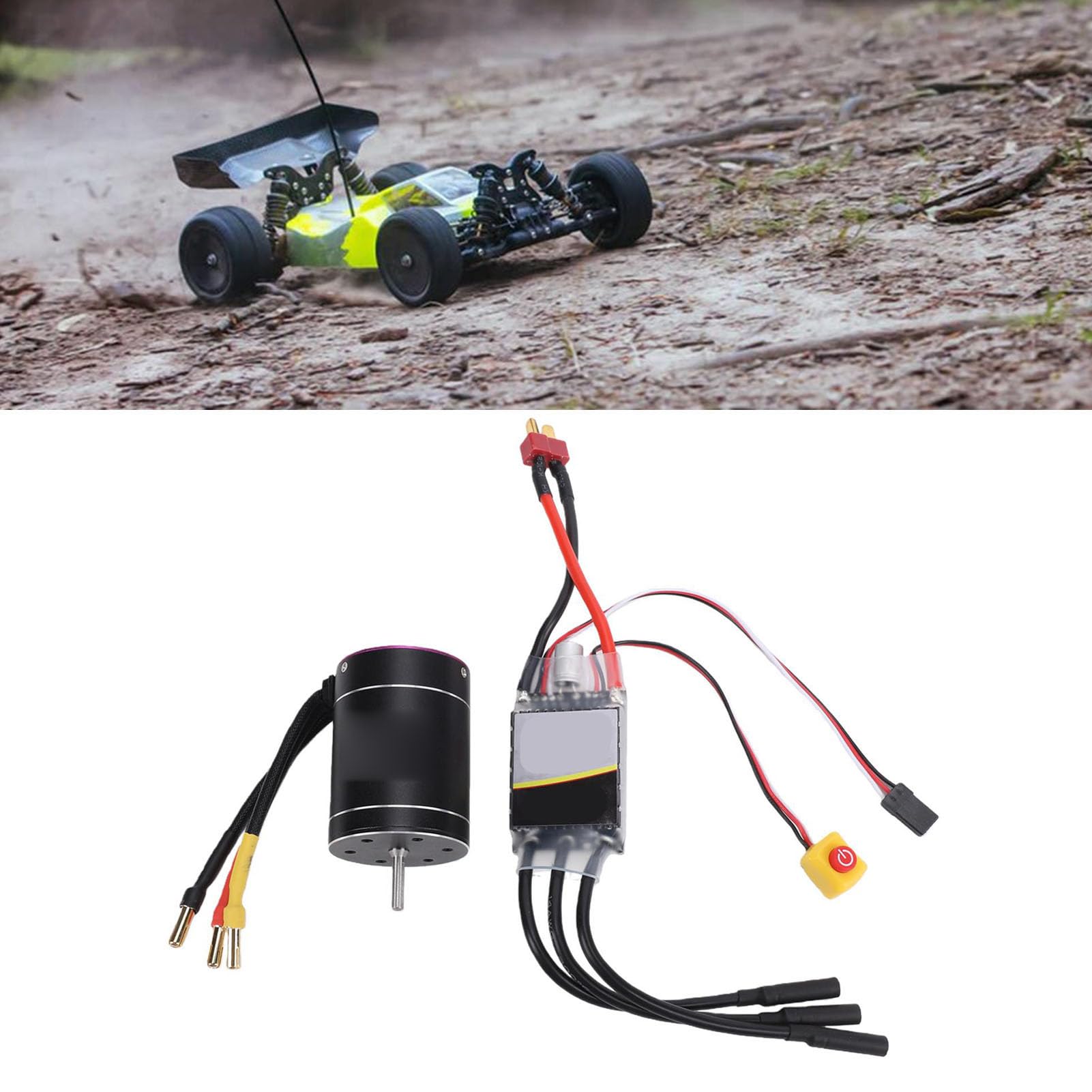Keenso Bezszczotkowy Silnik ESC Combo 2600KV 75A Zestaw z Aluminiowym Radiatorem 6061 T6 2 do 3S Kompatybilny z 1/10 1/8 RC Samochody łodzie Wyścigi Aktualizacja