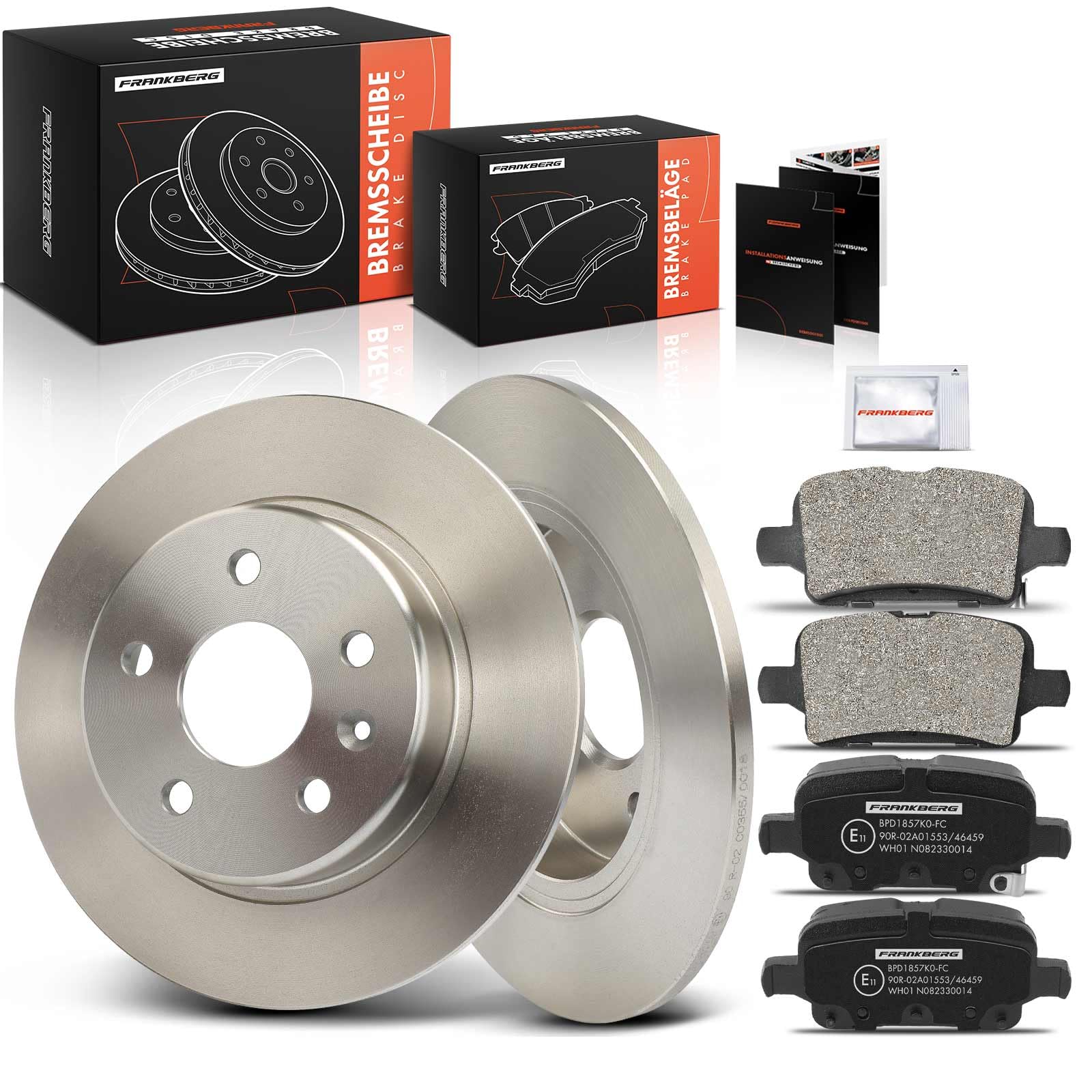Frankberg Set freni incl. 2x Dischi Freno + 4x Pastiglie dei Freni Posteriore Compatibile con Astra K Sports Tourer B16 Astra K B16 Astra K Furgone/Station Wagon Replace# 13509119