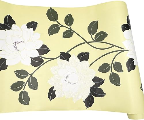 Miniatura 8 de Yifely Papel de estantería extraíble de PVC con peonía blanca grande, para decoración del hogar, 17 x 118 pulgadas