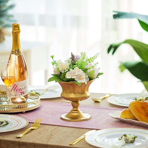 Miniatura 2 de Jarrones dorados centros de mesa para mesa jarrón pequeño de compota de 5.91 pulgadas, 2 jarrones dorados para mesas de boda, fiesta, evento para