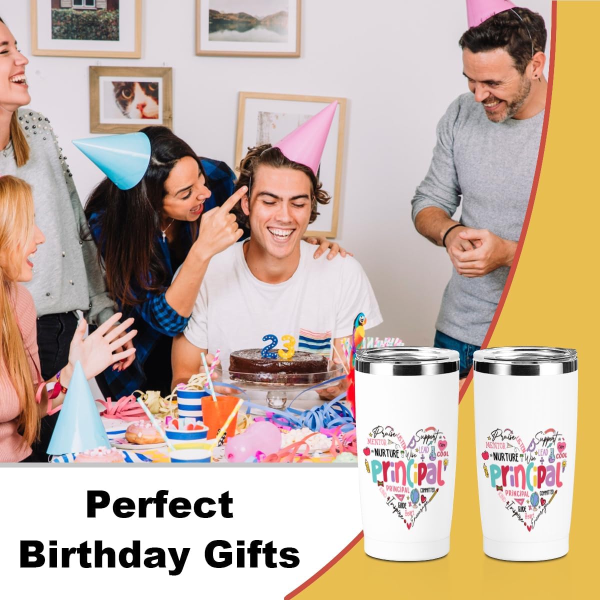 Principal Gifts Principal Appreciation Gifts Tumbler, 20 oz Stainless Steel Coffee Mug，Insulated Cup, Inspirational Birthday Christmas Thank You Office for Women Men Boss Coworker Teacher - Image 3