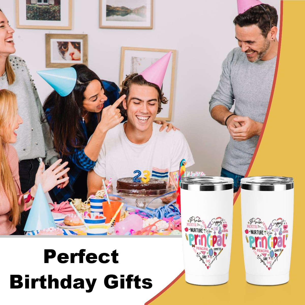 Principal Gifts Principal Appreciation Gifts Tumbler, 20 oz Stainless Steel Coffee Mug，Insulated Cup, Inspirational Birthday Christmas Thank You Office for Women Men Boss Coworker Teacher