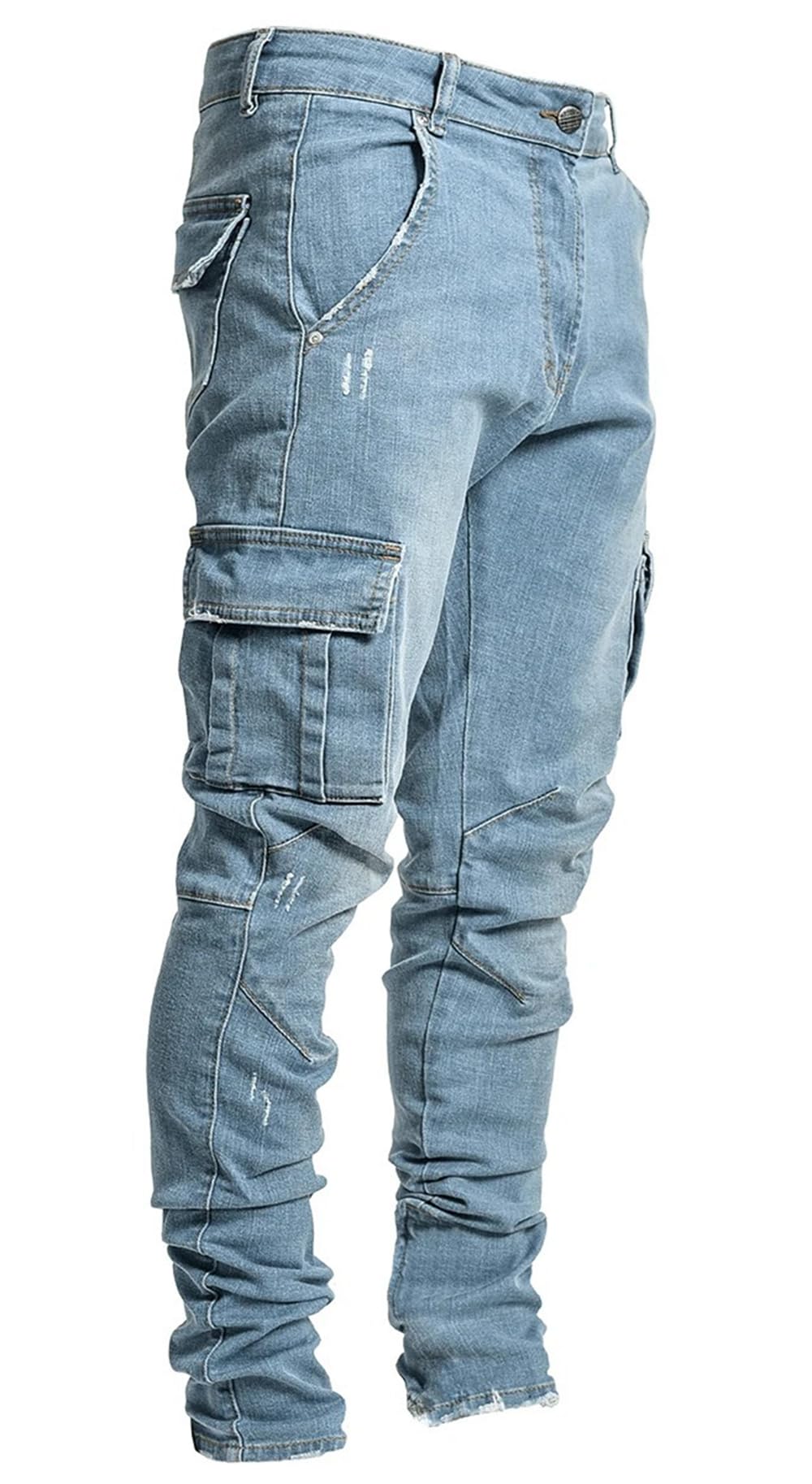 Maiyifu-GJ Mens Ripped Distressed Skinny Jeans Slim Fit Stretch Hip Hop Denim Pants Fashion Casual Straight Leg Biker