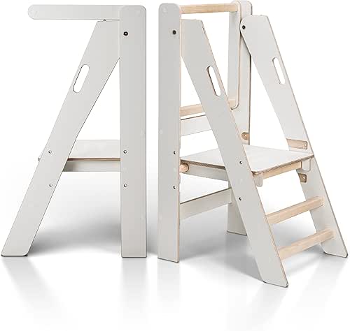 Tour D'apprentissage Montessori Pliable SOFTHOM - Pour Enfant Dès 1 An, Hauteur Réglable, Sécurisée, Pré-assemblée
