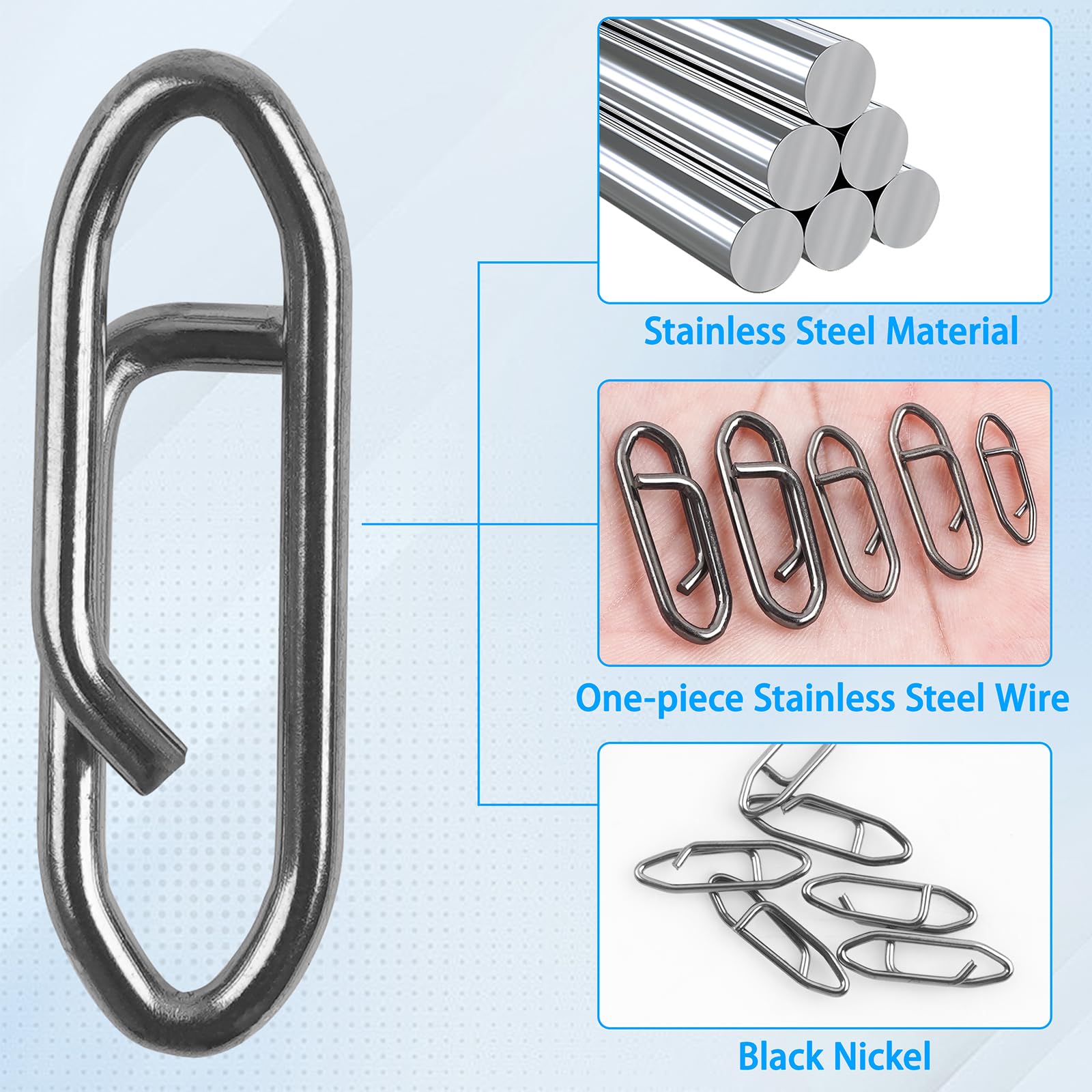 JSHANMEI Fishing Power Speed Clips 50pcs Fishing Clips High Strength Stainless Steel Speed Clip for Fishing Lure Quick Change Fast Link Fishing Snap Clips Connector Tackle #S