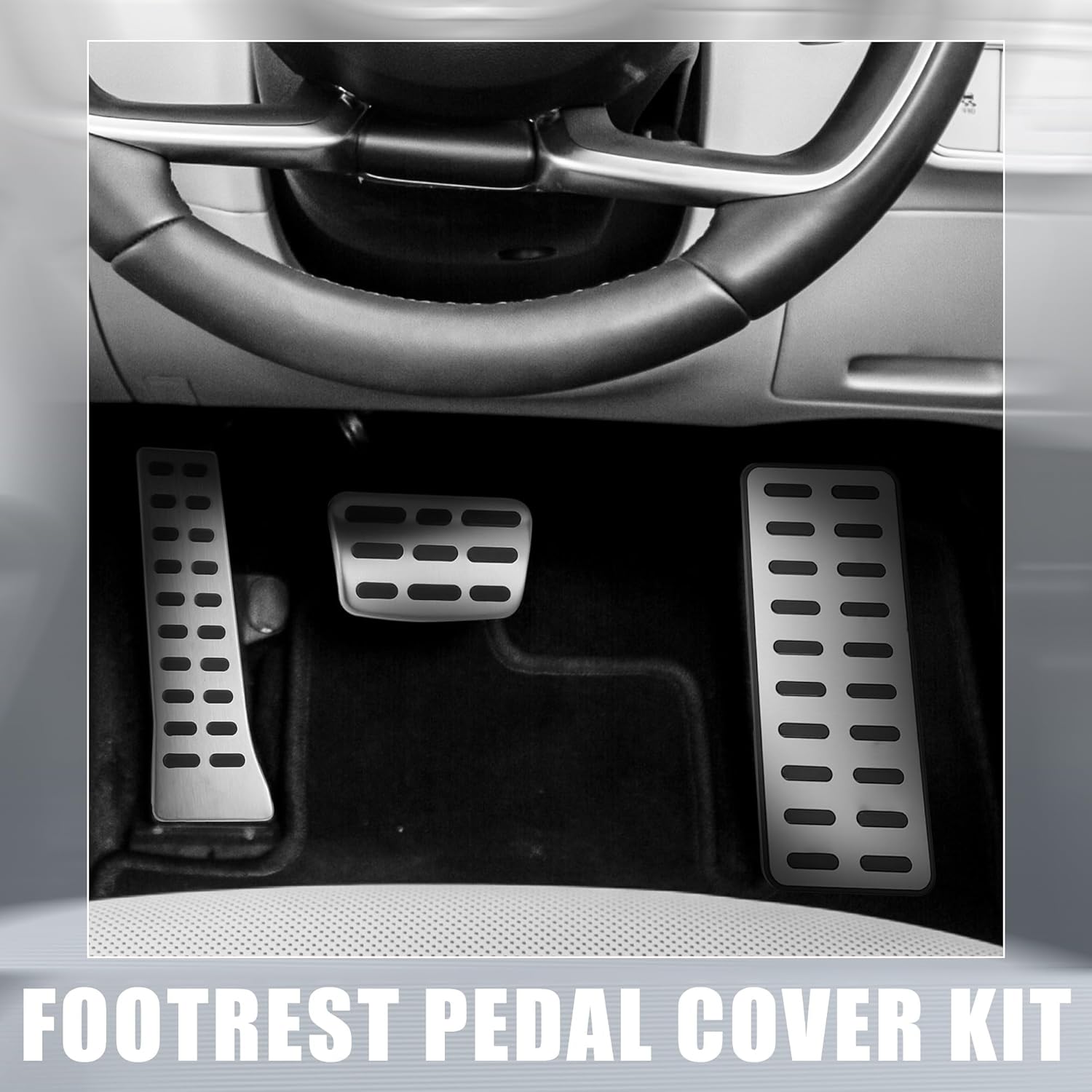 Unifizz 1 Set Car Anti Slip No Drilling Aluminum Alloy Brake Gas Accelerator Foot Pedal Pads Silver Tone for Hyundai Tucson Sonata 2016-2021 for Kia Sorento Optima 16-20 for Kia K5 2021-2022