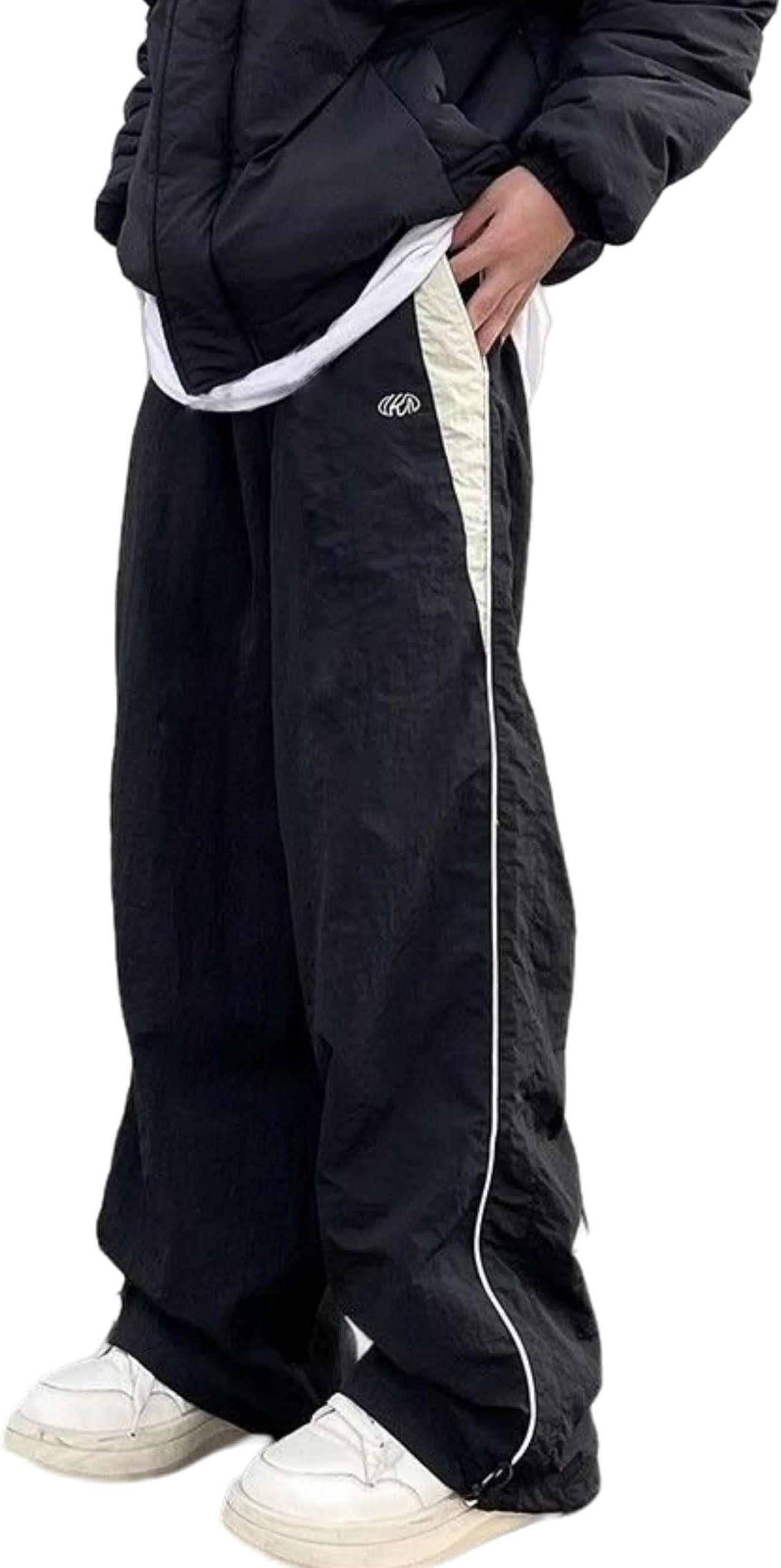 Mens Straight Leg Baggy Sweatpants Y2k Cool Parachute Pants Joggers Drawstring Track Pants for Men