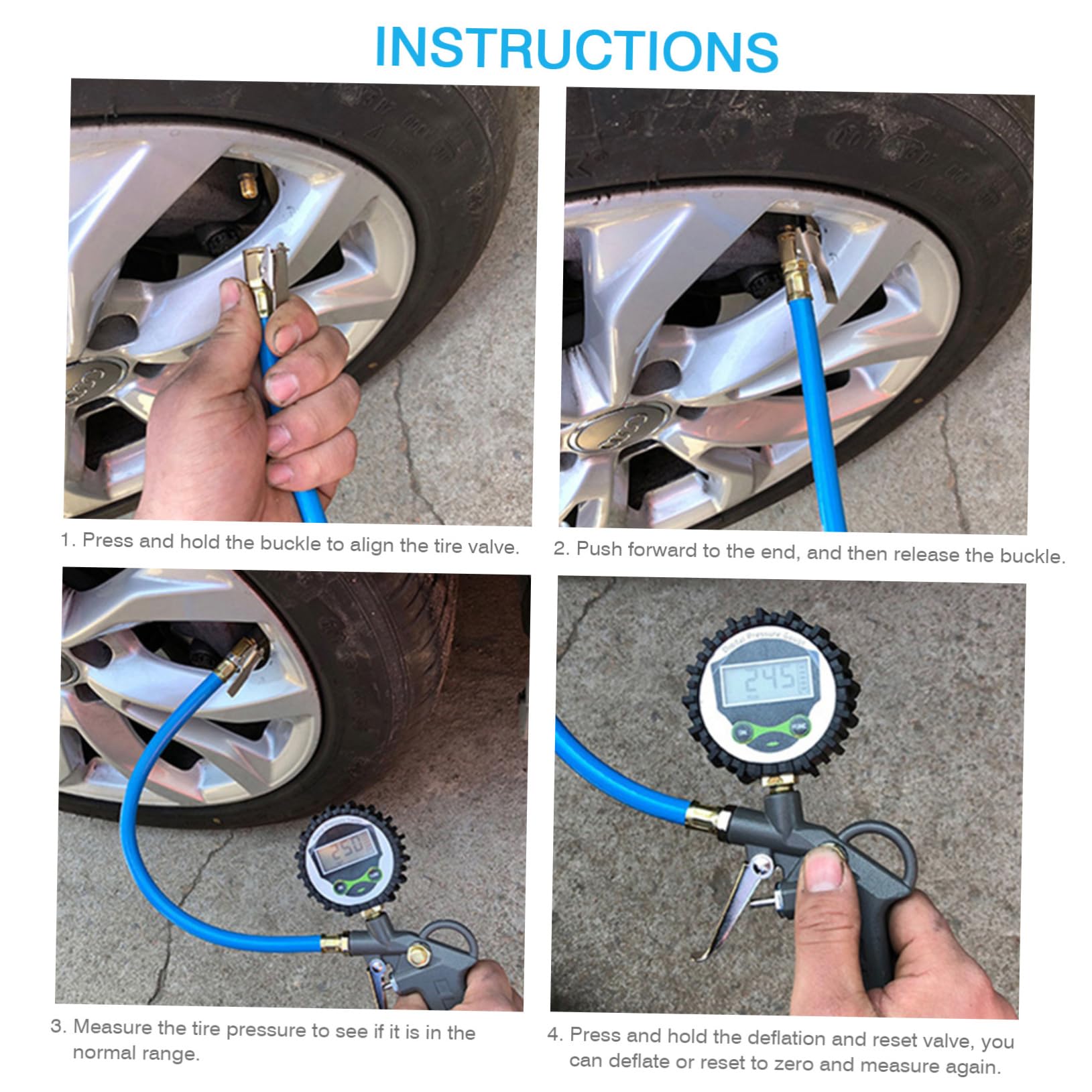 TOPBATHY Manomètre Numérique en Alliage D'aluminium pour Voiture de Pression des Pneus Jauge Mesure Précise, Léger et Portable