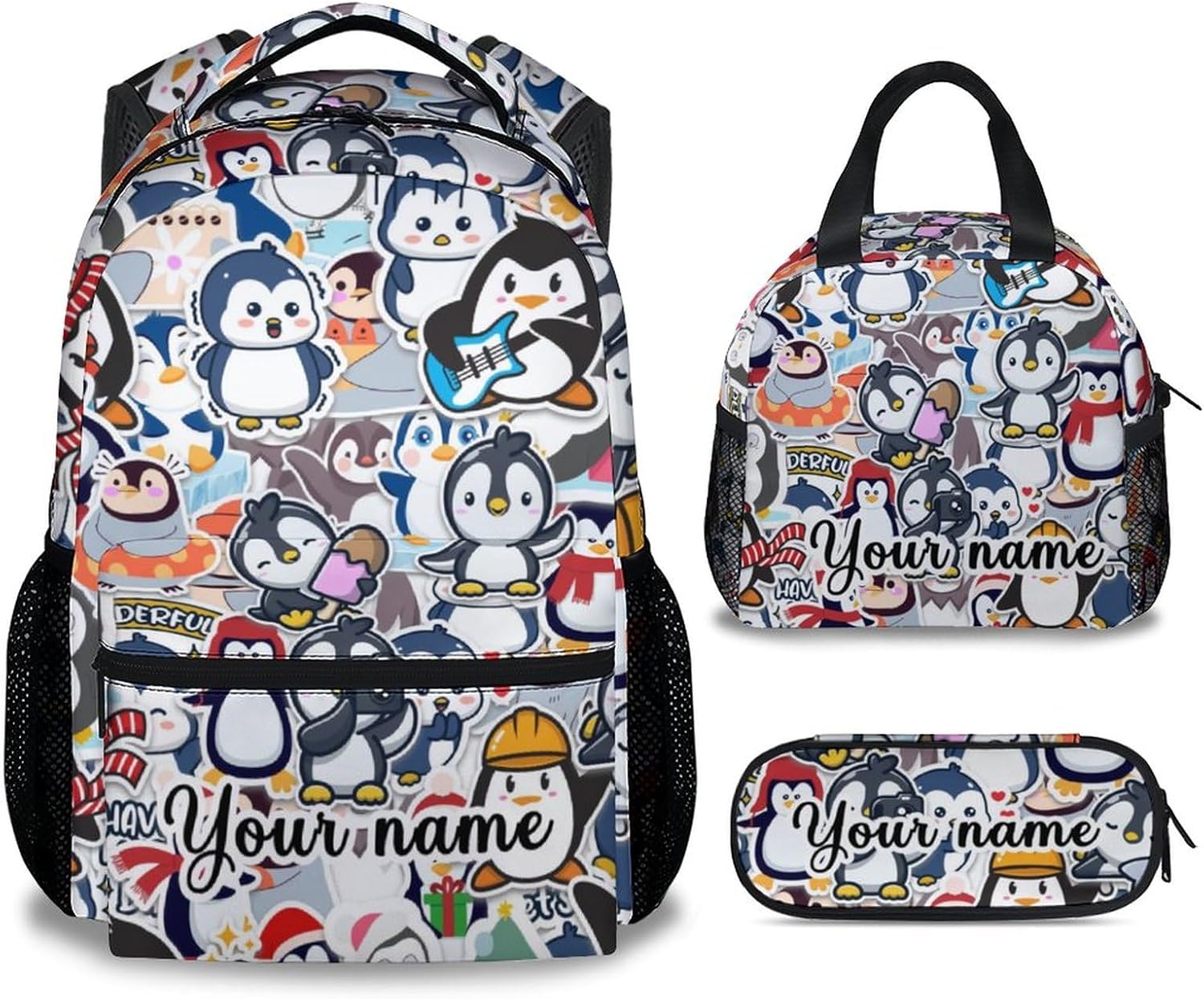 Cute Penguin Backpack, 16 Inch Animal Theme Bookbag with Adjustable Straps, Durable, Lightweight, Large Capacity, School Backpack for Kids Girls Boys