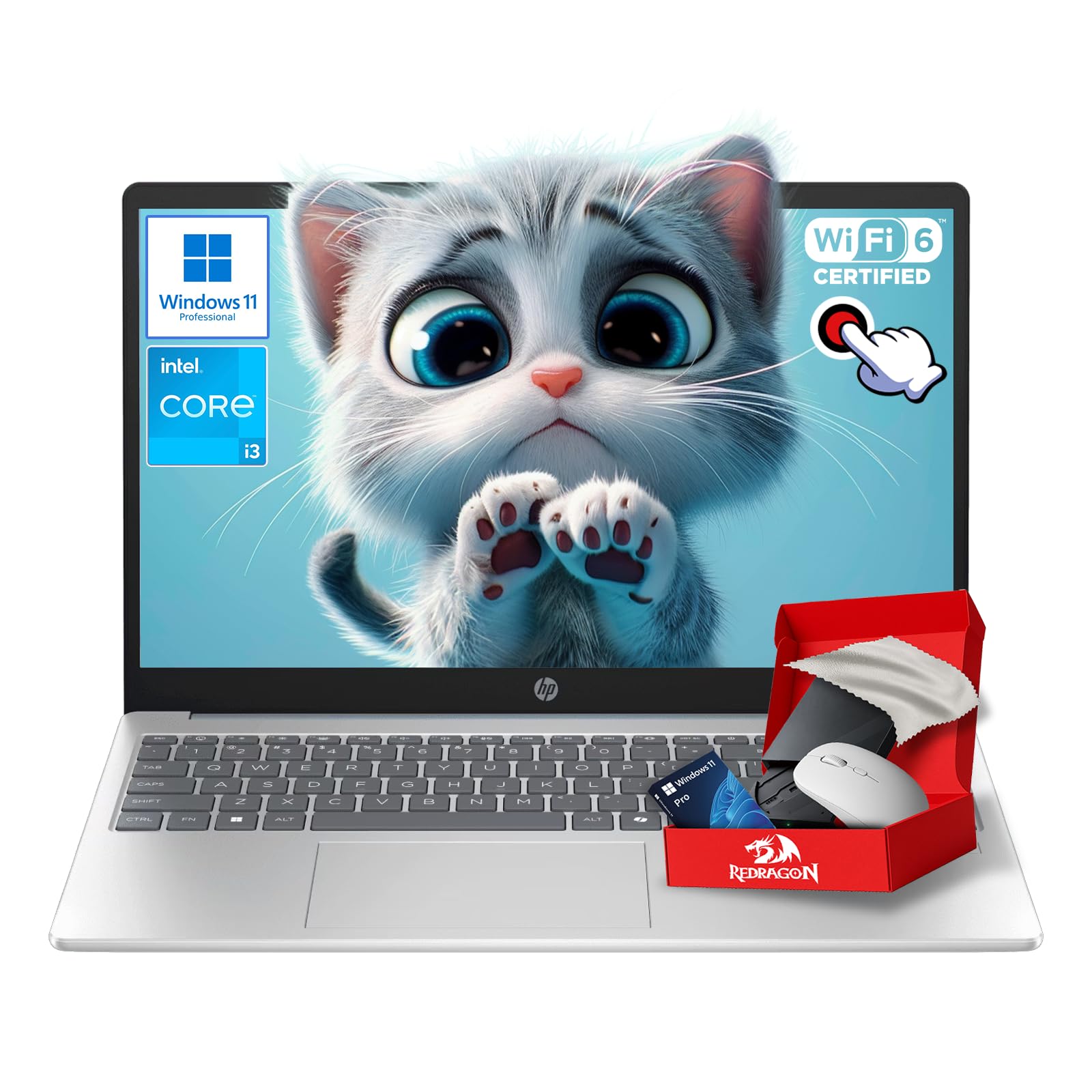 15.6" FHD Touchscreen Laptop Computer for Student & Business, Intel 8-Core Processor, 16GB RAM, 512GB SSD, WiFi 6, Bluetooth 5.3, HDMI, Type-C, Windows 11 Pro & Accessoires, Blue