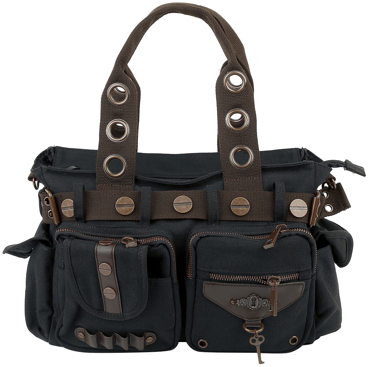 Banned Alternative Black Brown Key Bag Unisex Umhängetasche schwarz Gothic
