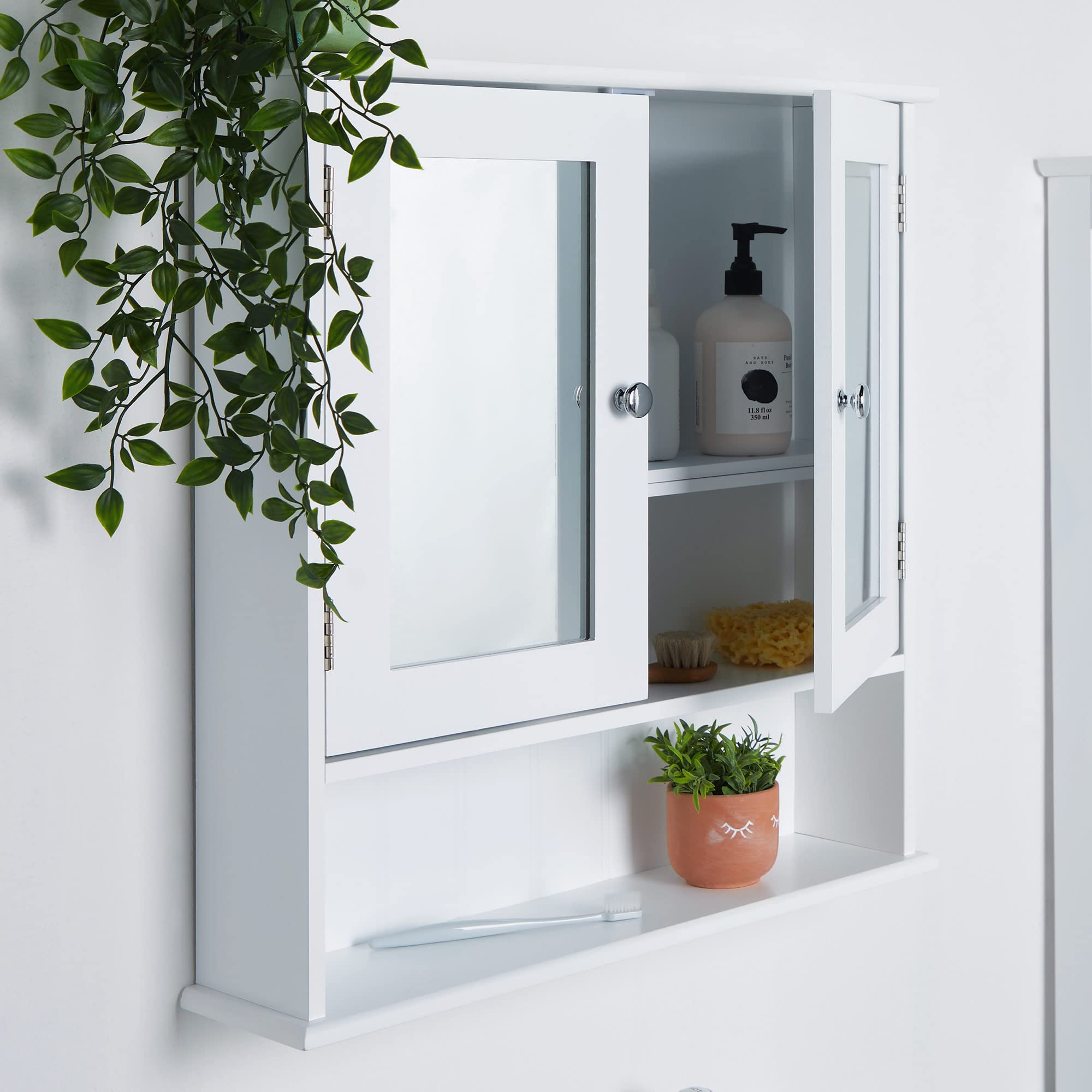 Buy VonHaus Bathroom with Mirror White 2 Door Wall Mounted