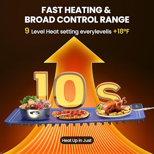 Miniatura 6 de Tapete de calentamiento para alimentos, tapete de calentamiento de alimentos mejorado a 248 , bandeja de calentamiento eléctrica con almohadilla