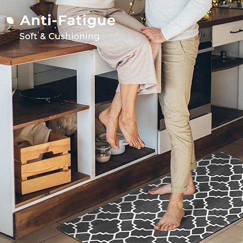 Miniatura 3 de FRESHMINT Juego de 2 tapetes de cocina acolchados antifatiga para piso, impermeables, antideslizantes, cómodos, para decoración de cocina,