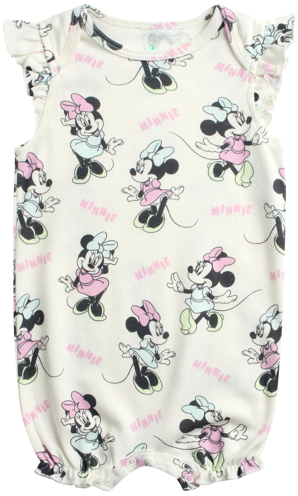 Disney Baby-Strampler mit Rüschenärmeln Minnie (Neugeborene/Baby), Pfirsich/Minnie-Creme, 6-9 Monate, 2 Stück, Pfirsich/Minnie Creme, 6-9 Monate