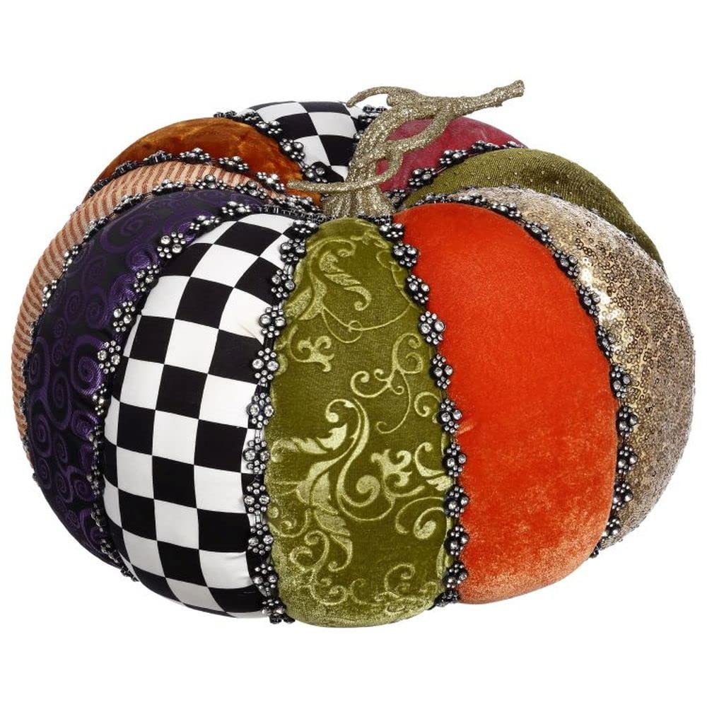 Pumpkin Mark Roberts L 33x21,6 cm : citrouille haute couture en velours brodé haut de gamme