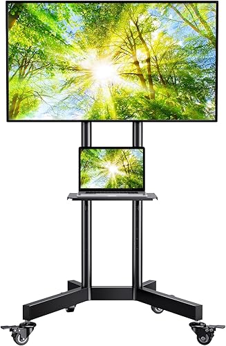 PERLESMITH Soporte de TV rodante con ruedas bloqueables para televisores de 32 a 86 pulgadas con capacidad para hasta 132 libras, soporte de TV