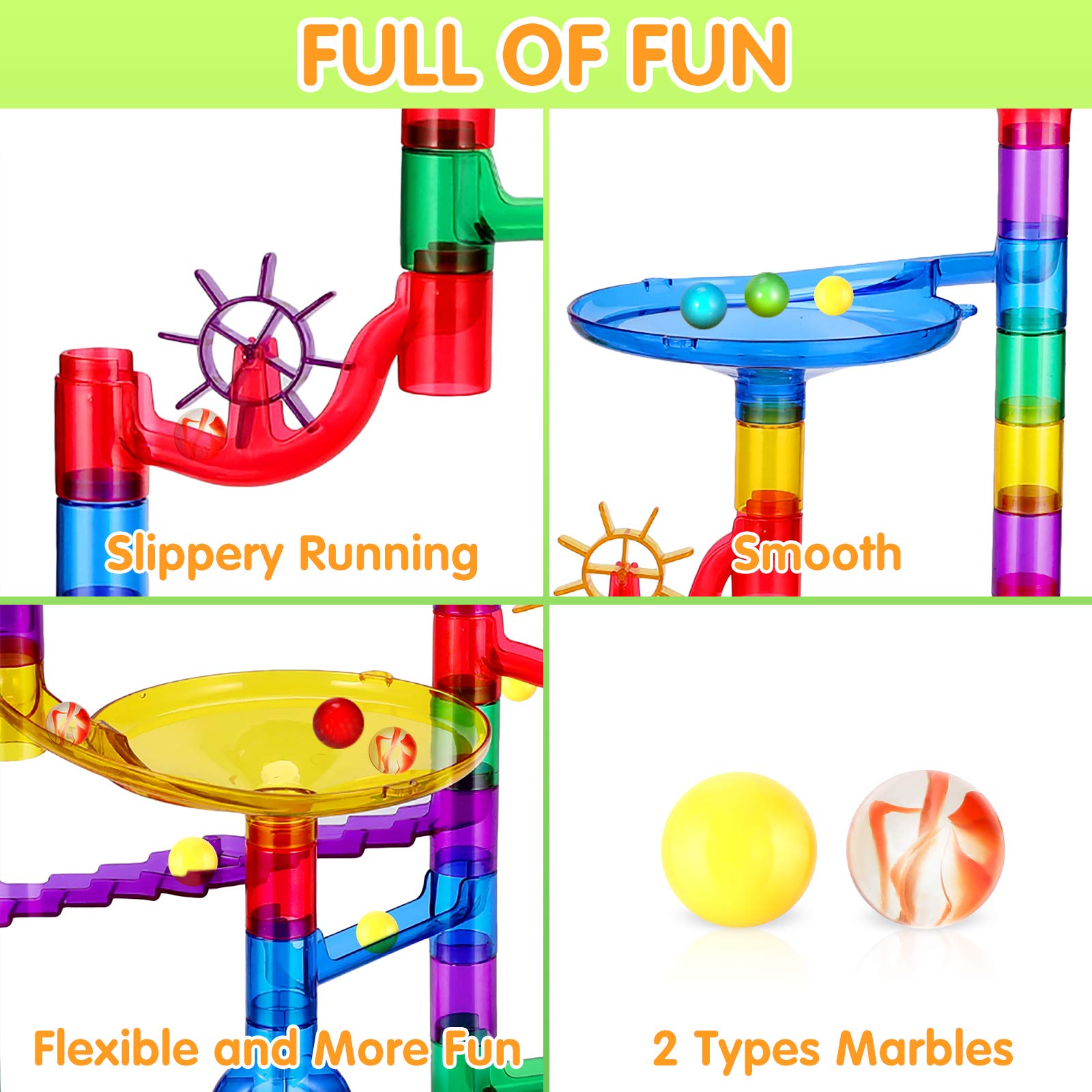 Ucradle Marble Run, 91 Pcs Marble Runs Toy for Kids, Construction STEM