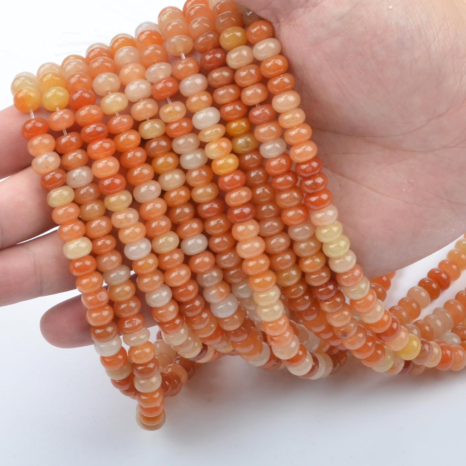 ICAI Beads 5x8mm Natural Rondelle Spacer Loose Beads for Jewelry Making DIY Crafts Design 1 Strand 15" APPR (Red Aventurine) - Image 2