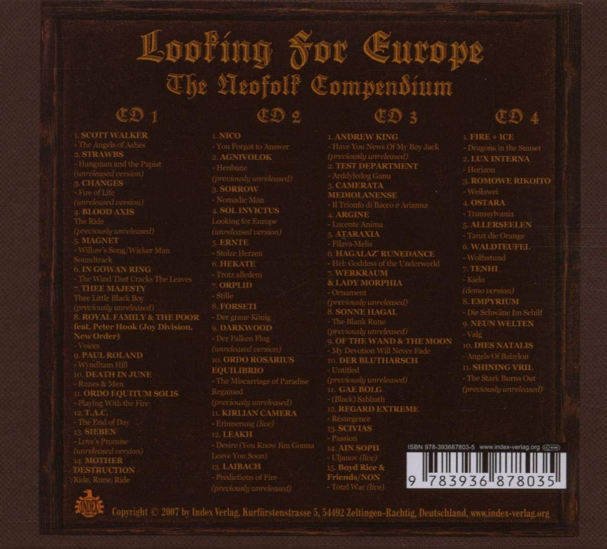 Looking For Europe (4-fach Musik CD begleitend zum Buch): Die Musik zu: Neo-Folk und Hintergründe, Spielzeit 267:44 Minuten