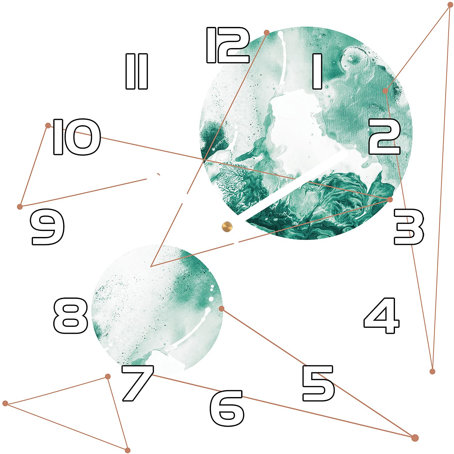 Horloge en verre Coloray 30x30 cm lisible et sûre avec motif lune marbre pour salon