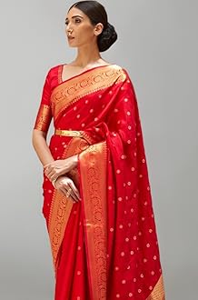 Womens Kanjivaram Banarasi Silk Saree Patola saree with Unstitched blouse piece
