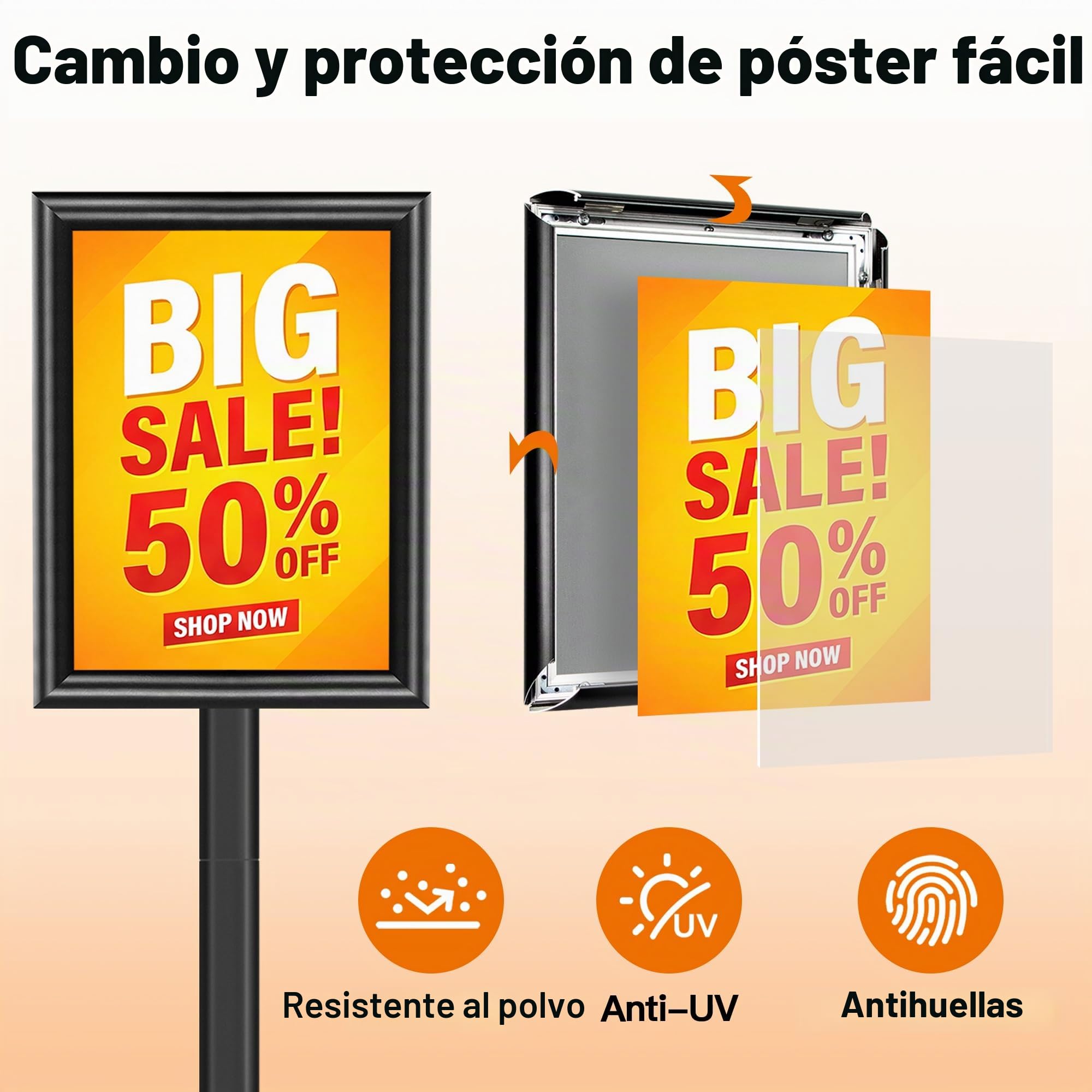 Soporte para carteles A4, soporte de exhibición ajustable para avisos de menú con base de hierro fundido resistente, soporte de letrero de pie para carteles, publicidad, ventas, soporte de