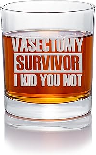 Vasectomy Survivor Round Rocks Glass - Health Harmony, Vasectomy Glass, Funny Vasectomy Gift, Husband Gift, Birthday Gift, Funny Vasectomy, Funny Glass