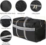 REDSEASONS Foldable Duffle Bag ,96L Travel Duffel Bag,Large Duffle Bags-Travel Bag with 3 outside Pockets for Men Women,Waterproof & Durable (BLACK)