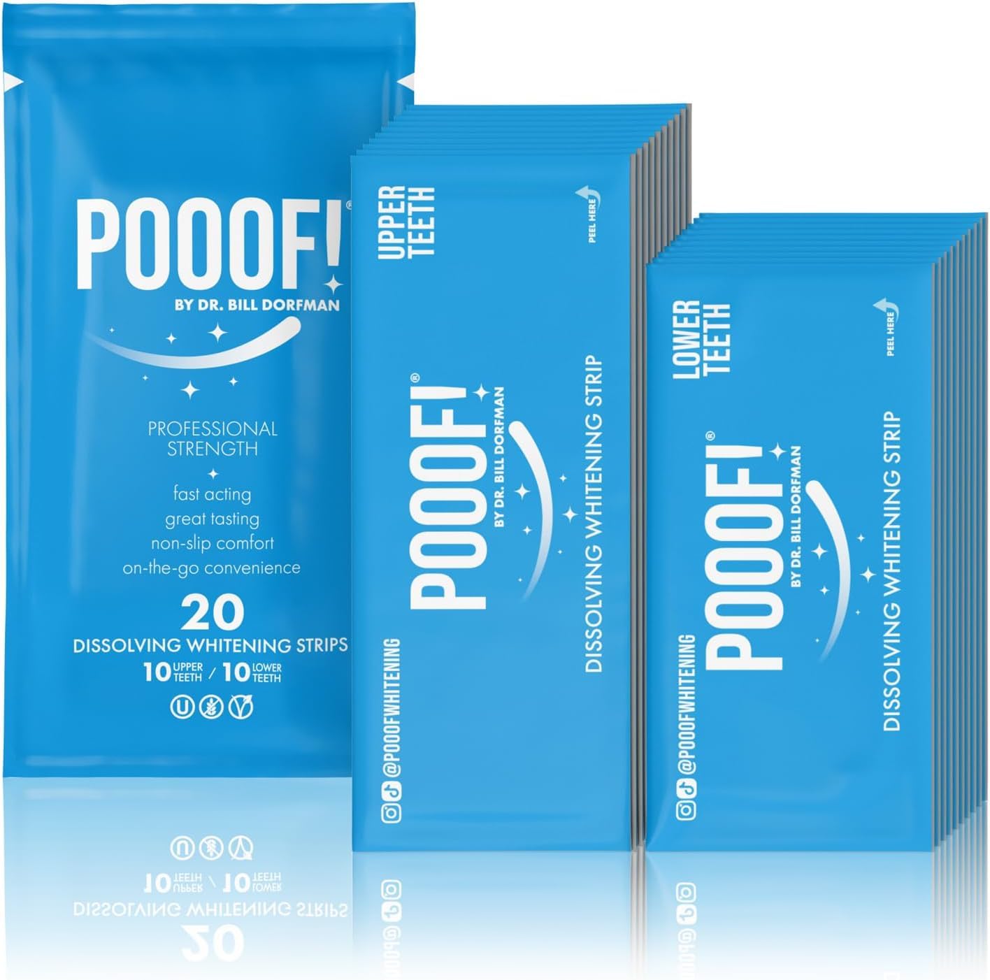 POOOF! by Dr. Bill Dorfman - Dissolving Teeth Whitening Strips, 12% Hydrogen Peroxide for Professional Teeth Whitening, New Improved Formula, Zero