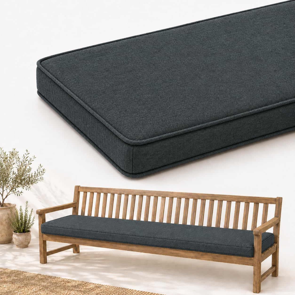 AZMAHT Linen Bench Cushion Indoor - Comfort Seat Pad for Dining Bench Window