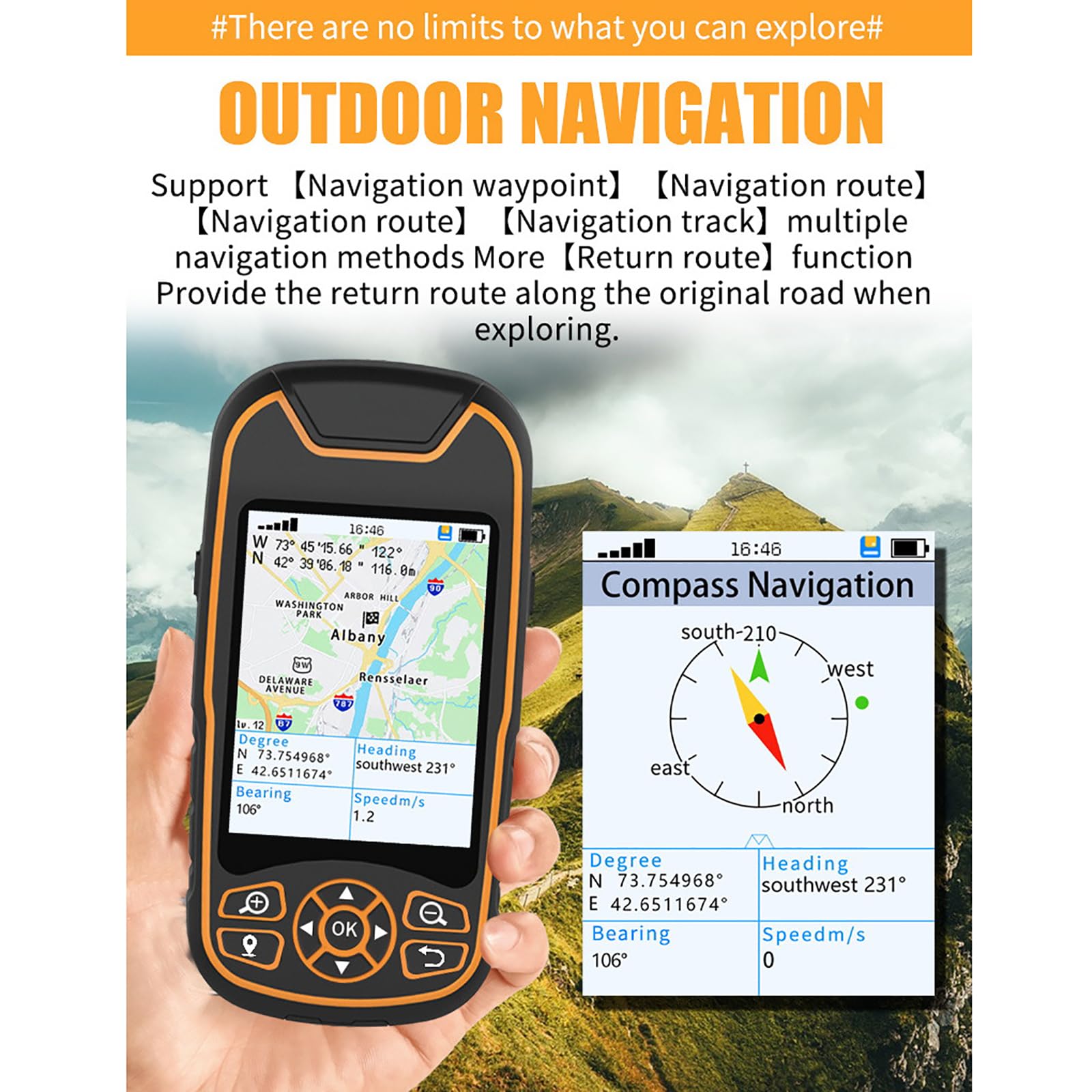 MObyat Localizador GPS De Latitud Y Longitud, Equipo Portátil De Topografía GPS, 9 Modos, Adquisición De Coordenadas, Posicionamiento, Medición De Áreas, Medición De Longitudes, para Topografía