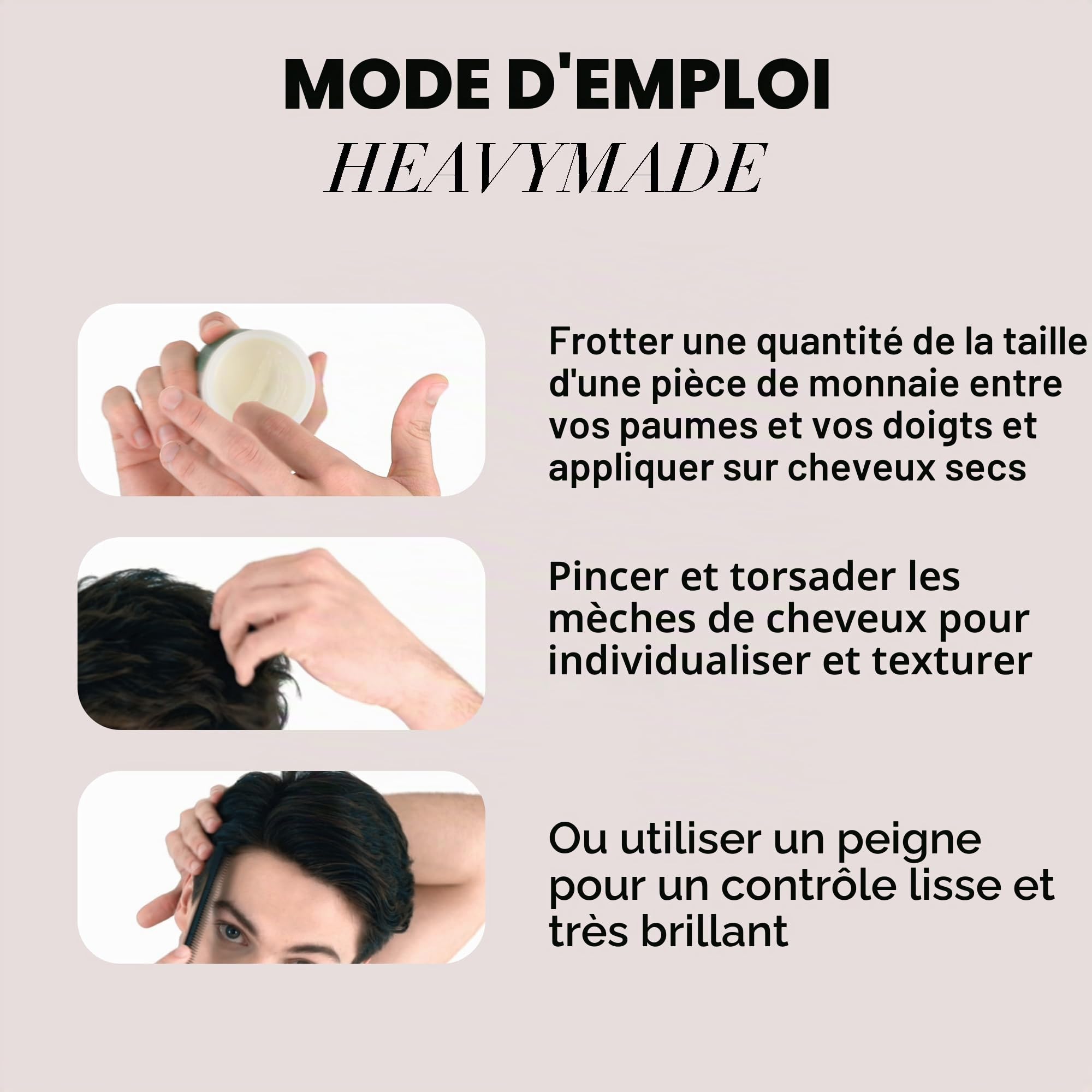 Hanz de Fuko Heavymade – Pomade premium pour homme – tenue extrême, haute brillance – vegan – ingrédients bio certifiés – 56 g