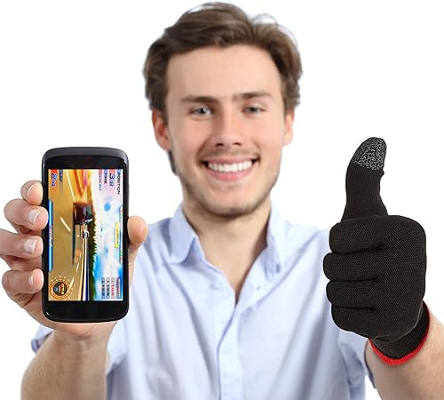 Miniatura 7 de Juego de 4 pares de guantes de juego para juegos, controladores móviles, antisudor, transpirables, táctiles, material de fibra plateada, para juegos