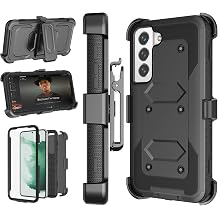 Njjex Rugged Case for Samsung Galaxy S22 Plus, for Galaxy S22 Plus Case, [Nbeck] Heavy Duty Built-in Screen Protector Locking Swivel Holster Belt Clip Kickstand Hard Cover for Samsung S22+ [Black]