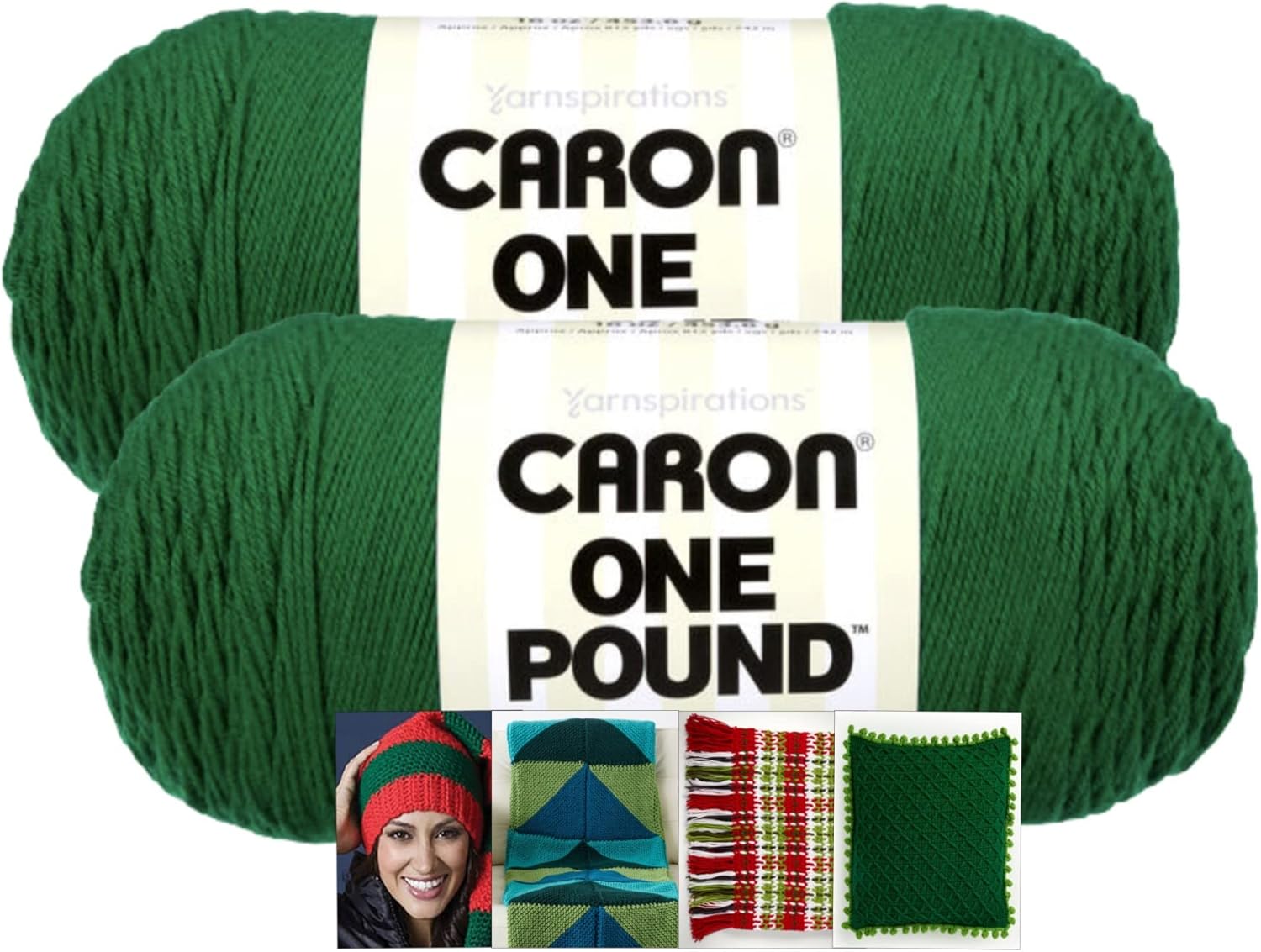 Caron One Pound Yarn 2 Pack with Pattern Cards in Color (Kelly Green)