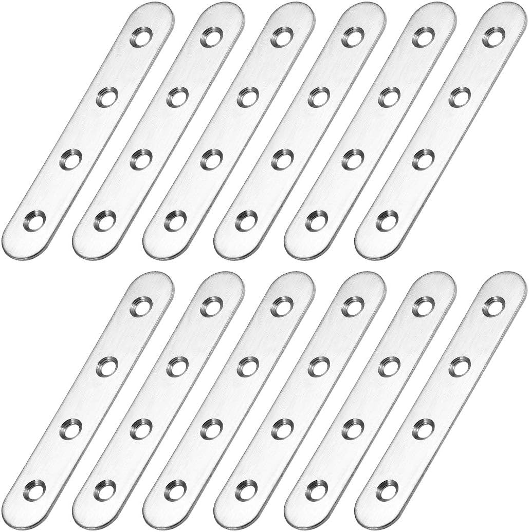 uxcell Repair Plate, 100mm x 17mm, Flat Fixing Mending Bracket Connector with Screws, 12 Pcs