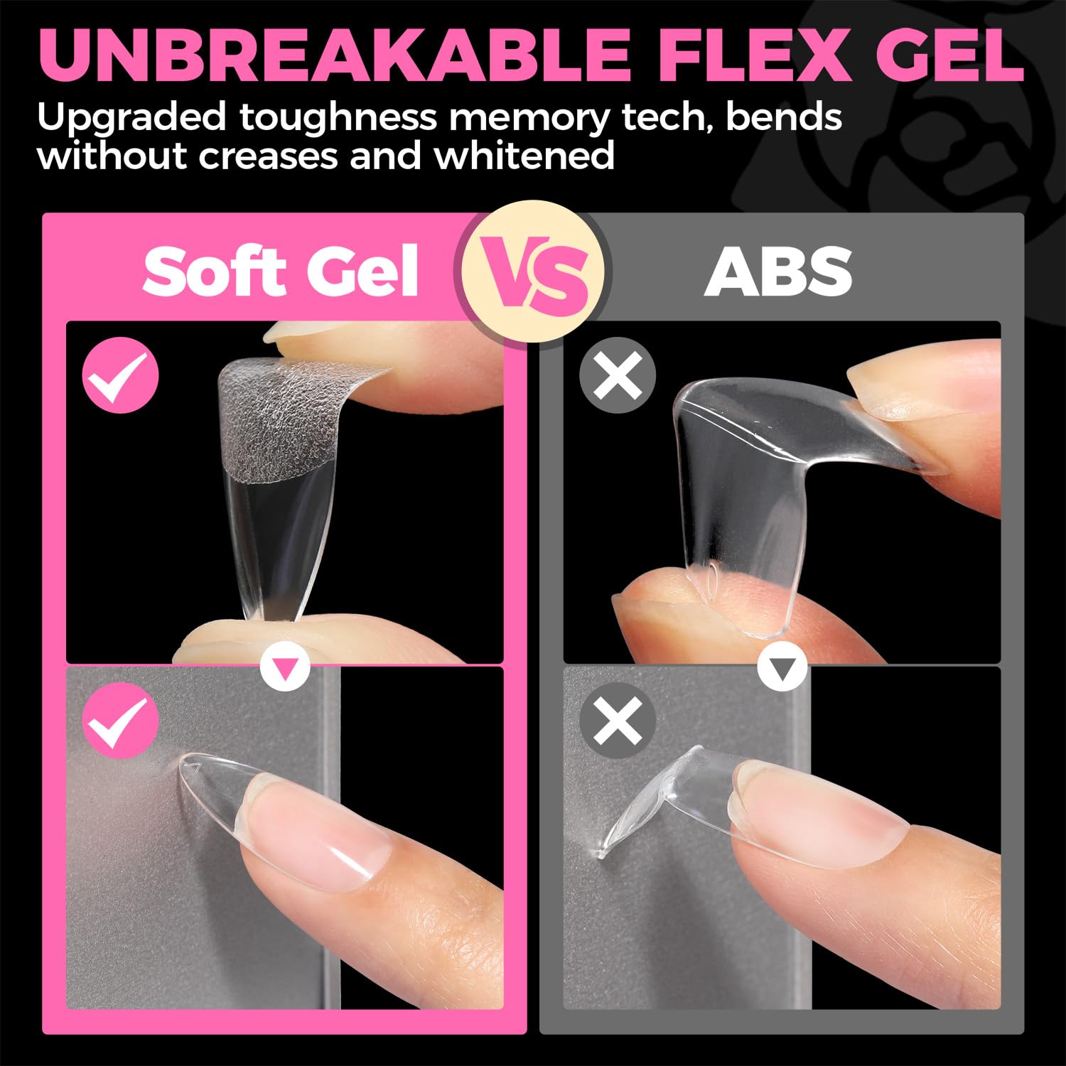 UNA GELLA Mandel Nail Tips, 504 Stück 12 Größen Nageltips für Gelnägel Almond Full Cover Soft Gel Tips für Acrylnägel & DIY Nagelkunst zu Hause