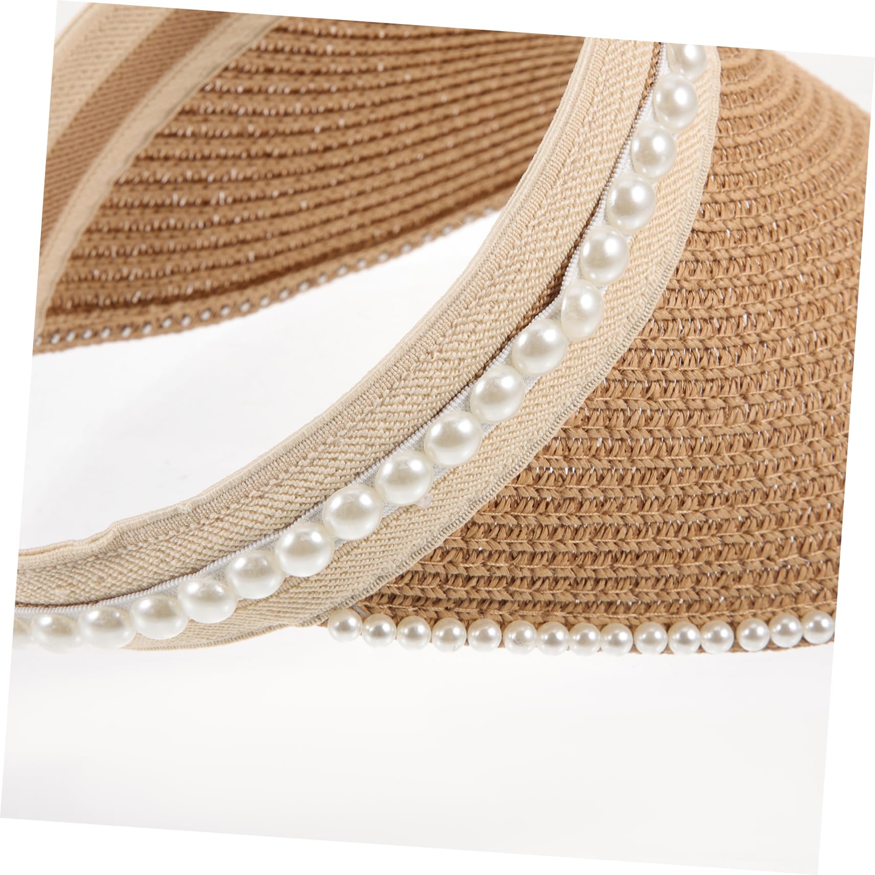 Visera Solar de Paja Perlas para Mujer, Sombrero Parasol