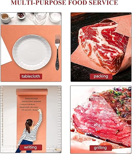 Miniatura 6 de Rollo de papel de carnicero rosa, 12 pulgadas x 60 pies, sin encerar, sin blanqueador, perfecto para ahumar carne, pechuga, hervir cangrejos o