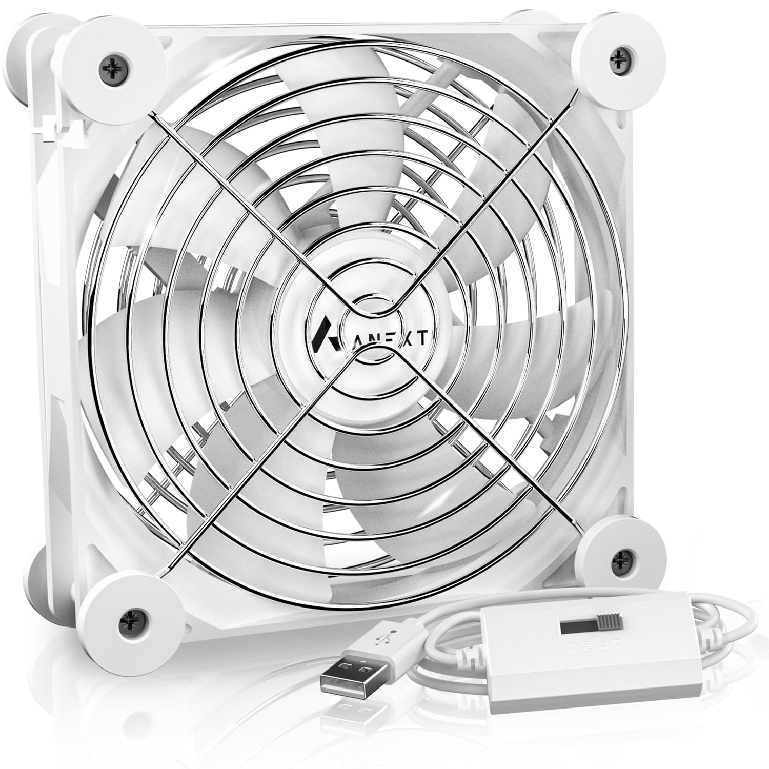 ANEXT, 140mm USB Computer Fan White, 140mm Fan, Silent Fan for Receiver DVR Playstation Xbox Computer Cabinet Cooling, Single